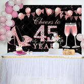 Lofaris Black Rose Gold Cheers To 45th Birthday Backdrop
